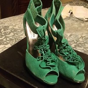 Green suede platform